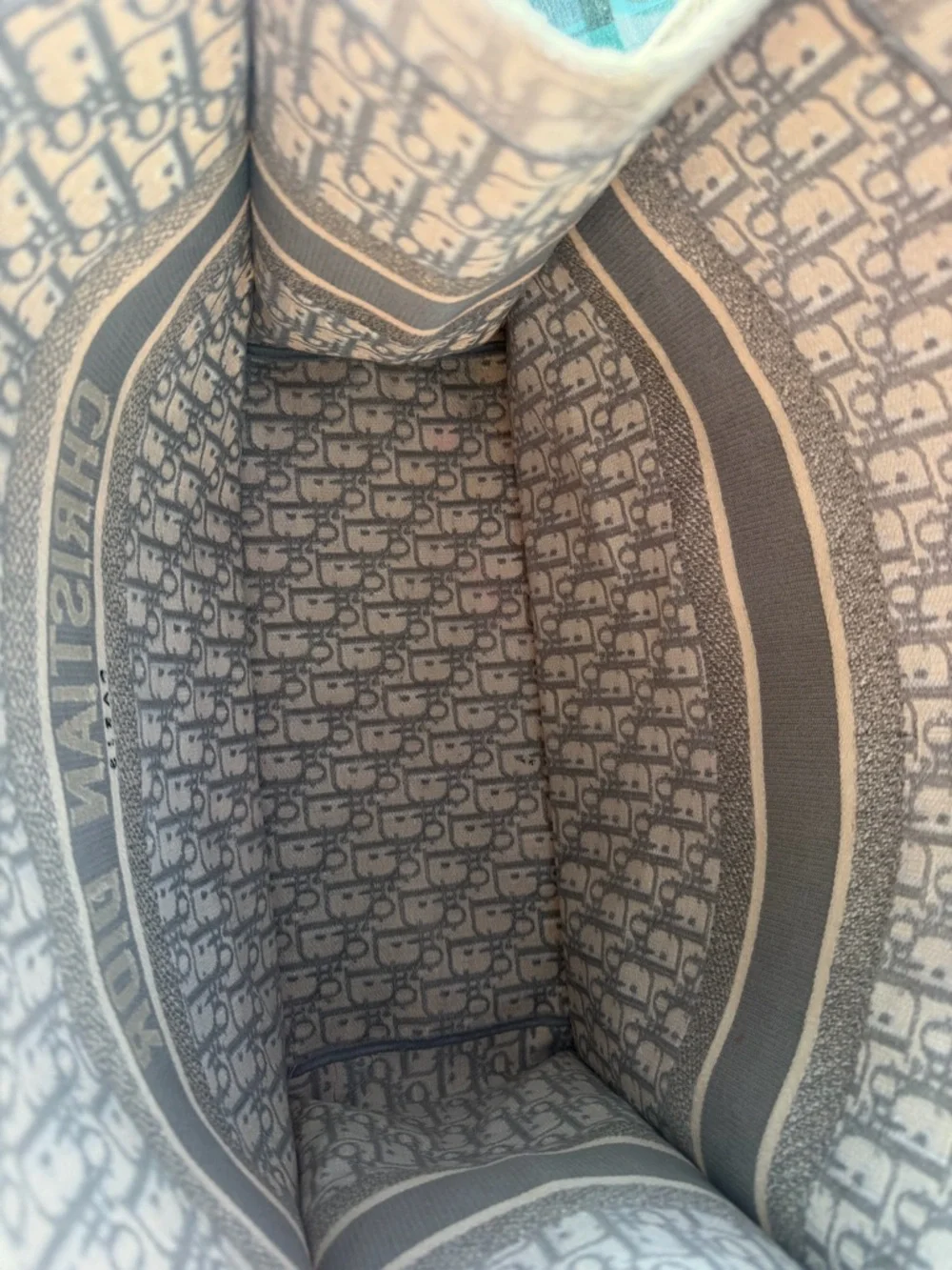 Christian Dior Large Book Tote Gray Oblique Embroidery Authentic Dust Bag - Picture 7 of 12